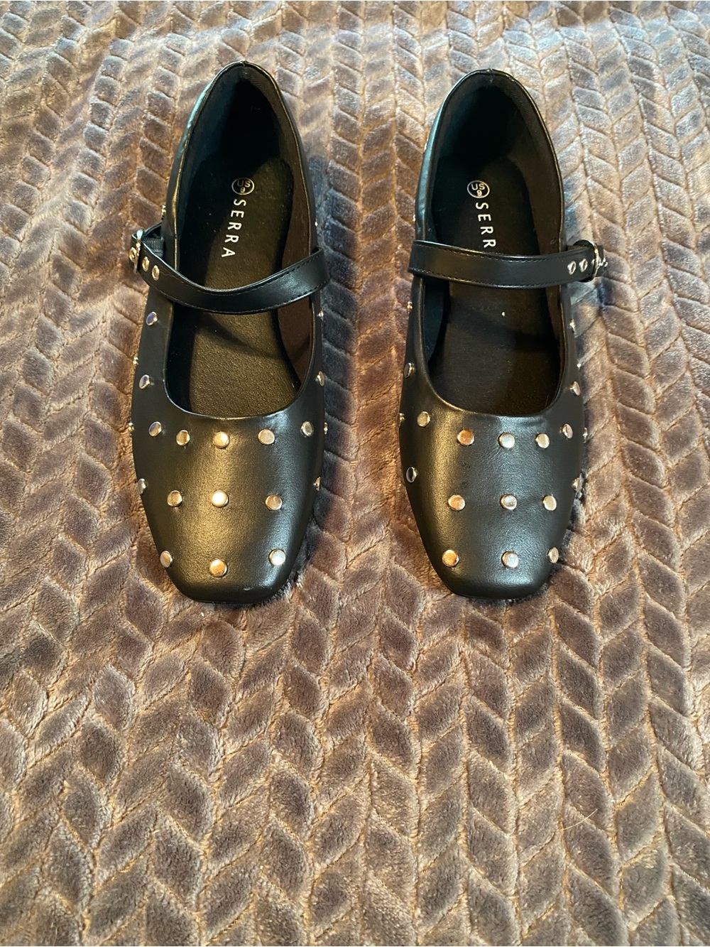 Serra Woman’s' Black Studded Mary Jane Shoes